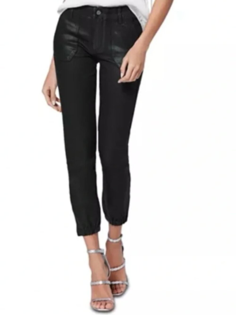 PAIGE Paige Mayslie Joggers Black Fog Luxe Coated